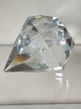 Tiffany & Co Crystal 4" Diamond Paperweight Signed Faceted Gem Large Decor